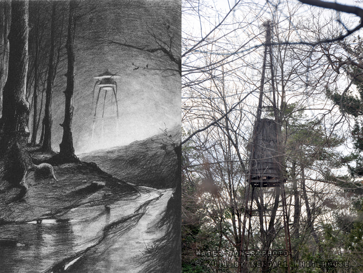 War of the Worlds Martian Machine and Grovers Mill Water Tower